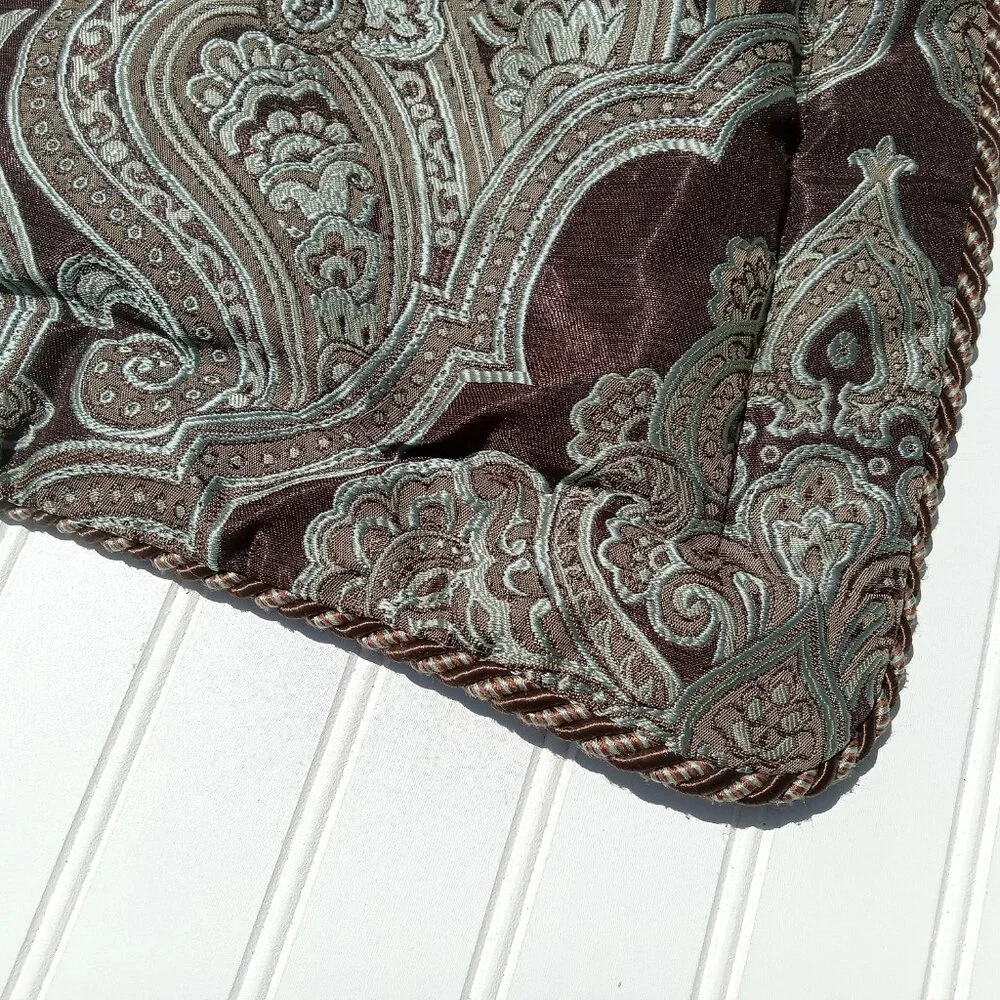 CROSCILL Home Imperial Pillow Shams Brown Brocade Damask Medallion Standard PAIR